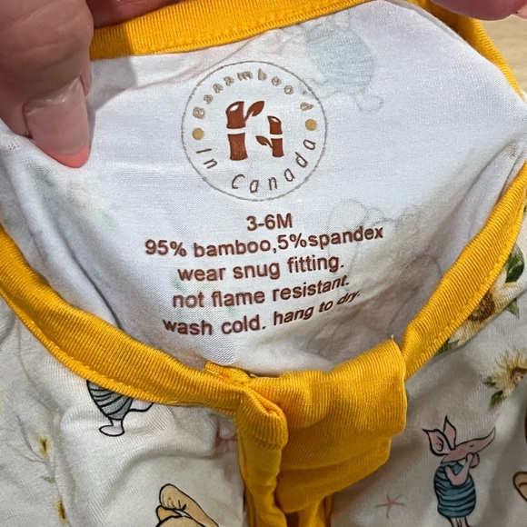 Disney Winnie the Pooh Footie Bamboo Zippy PJ 3-6M - Picture 3 of 3